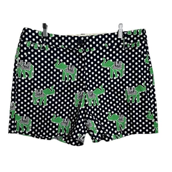 Crown & Ivy Polka Dot Elephant Shorts Womens sz 12 All over Graphic Coastal - Picture 1 of 7
